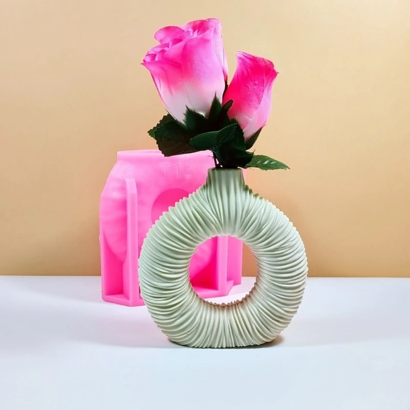 Concrete Vase Silicone Mold DIYs Flowerpot Mould Ornaments Making Circles Plaster