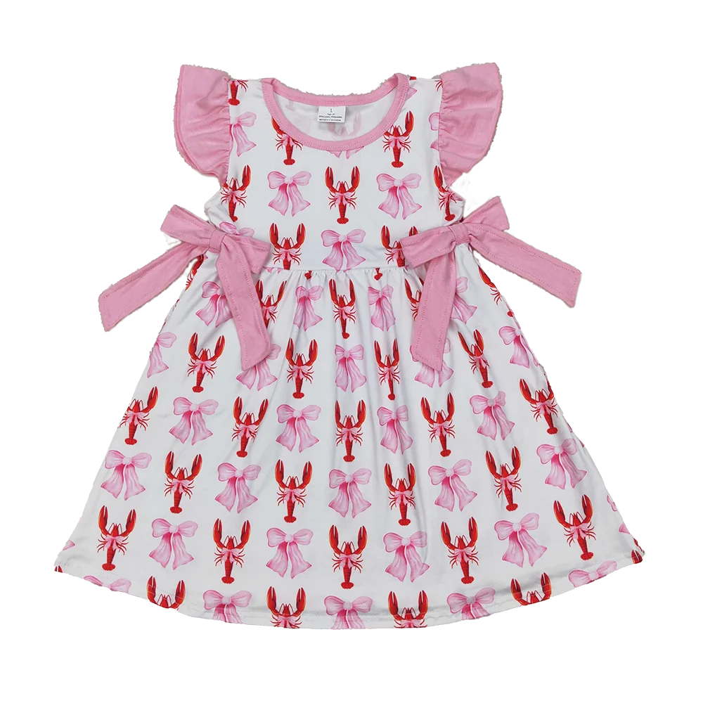 

GSD1890 Baby Girls Pink Bows Crawfish Knee Length Dresses