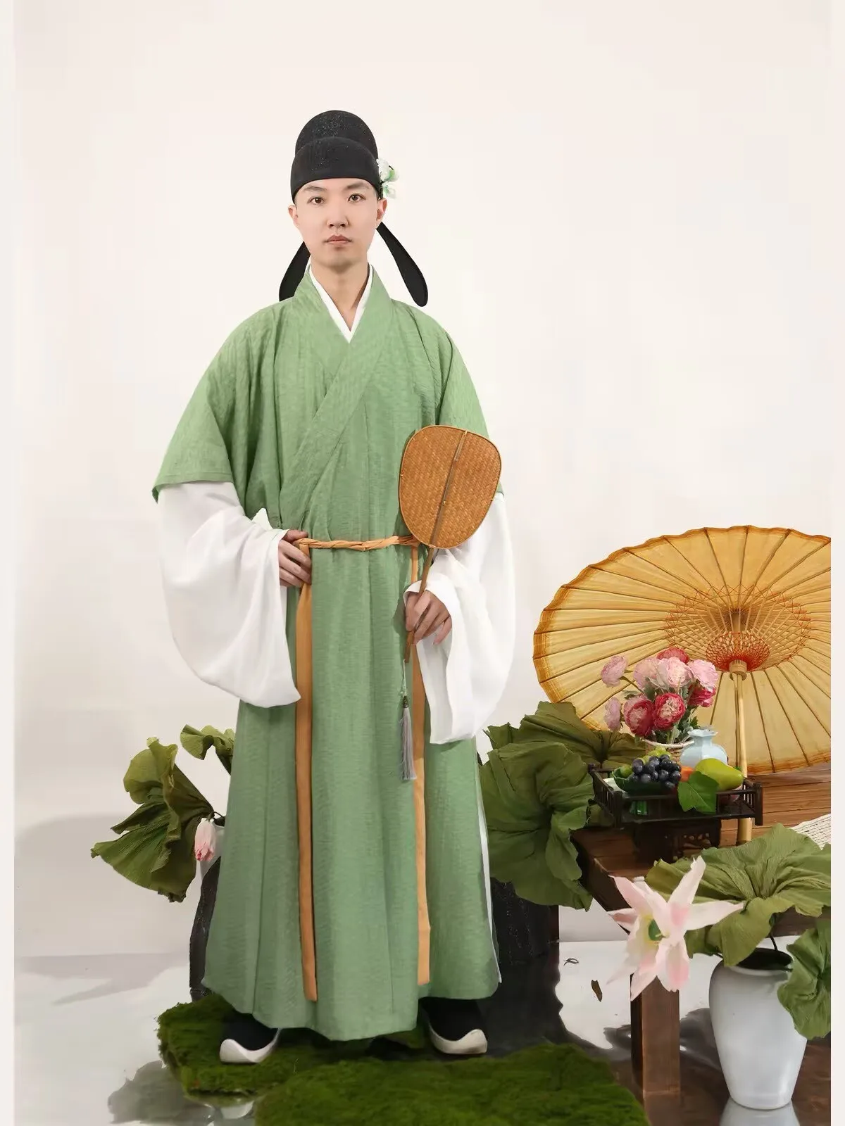 Men's Song Dynasty Hanfu robe, traditional ancient Chinese scholar wide-sleeved hanfu robe male halloween cosplay costume