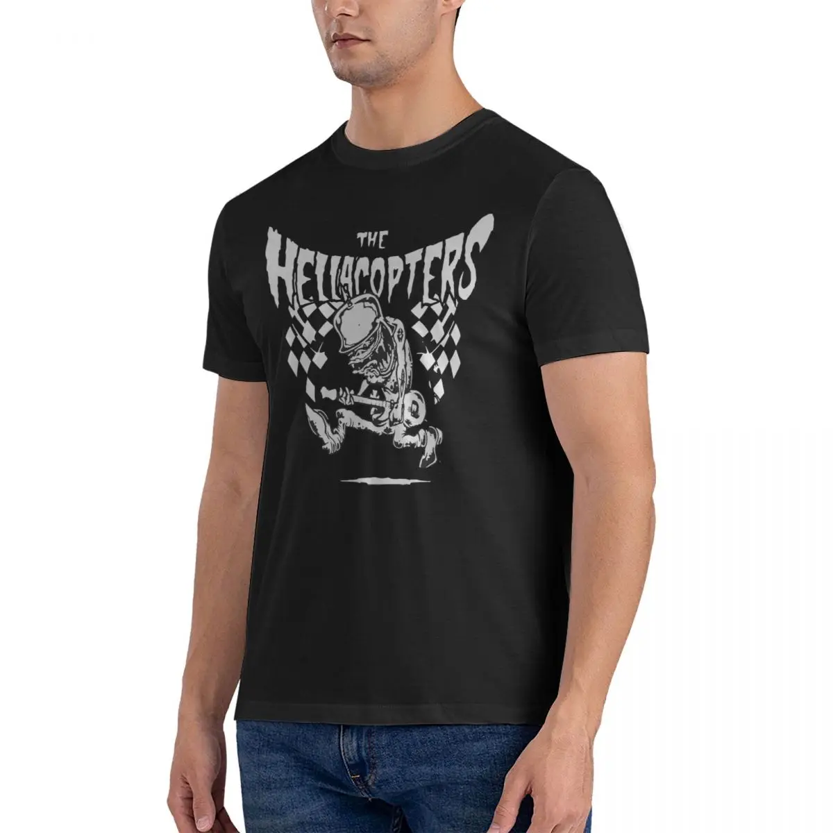 Men Band T Shirts Hellacopters Pure Cotton Clothing Casual Short Sleeve Crewneck Tees Summer T-Shirt