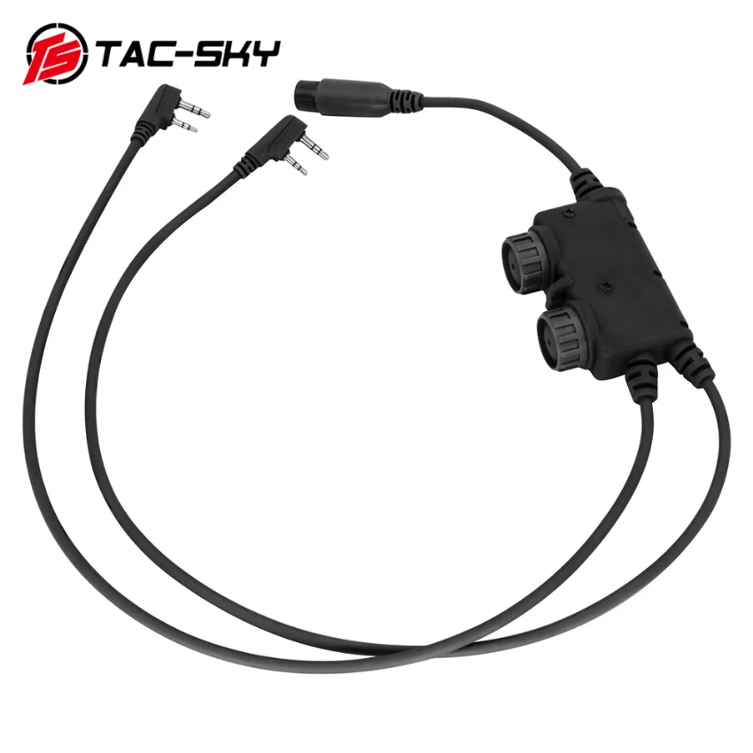 Imagem -03 - Tac-sky-dual Comunicação Tactical Headconjunto Walkie-talkie Walkie-talkie Plug para Baofeng Uv5r Airsoft Shootingtactical ts