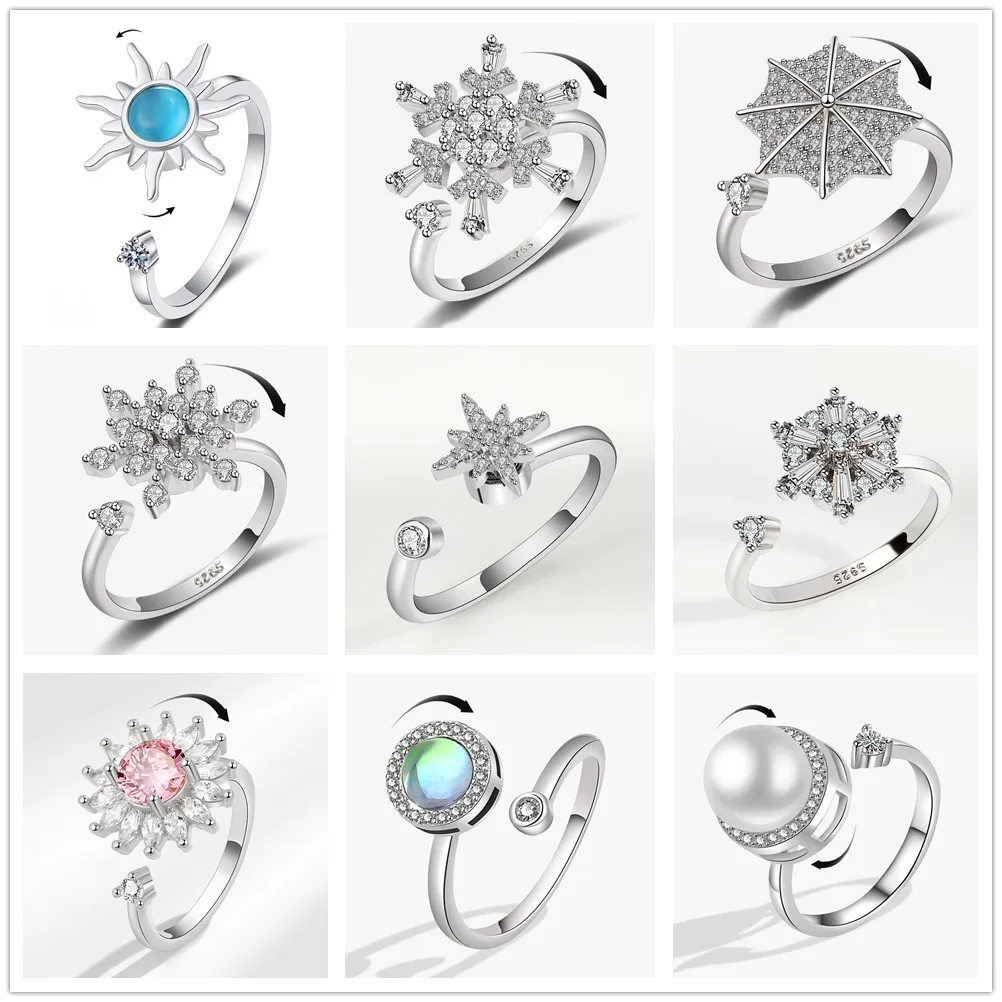 Sunflower Adjustable Spinner knuckle Ring for Women Metal Fidget Anti-Stress Anxiety Relief Engagement Ring Accessories