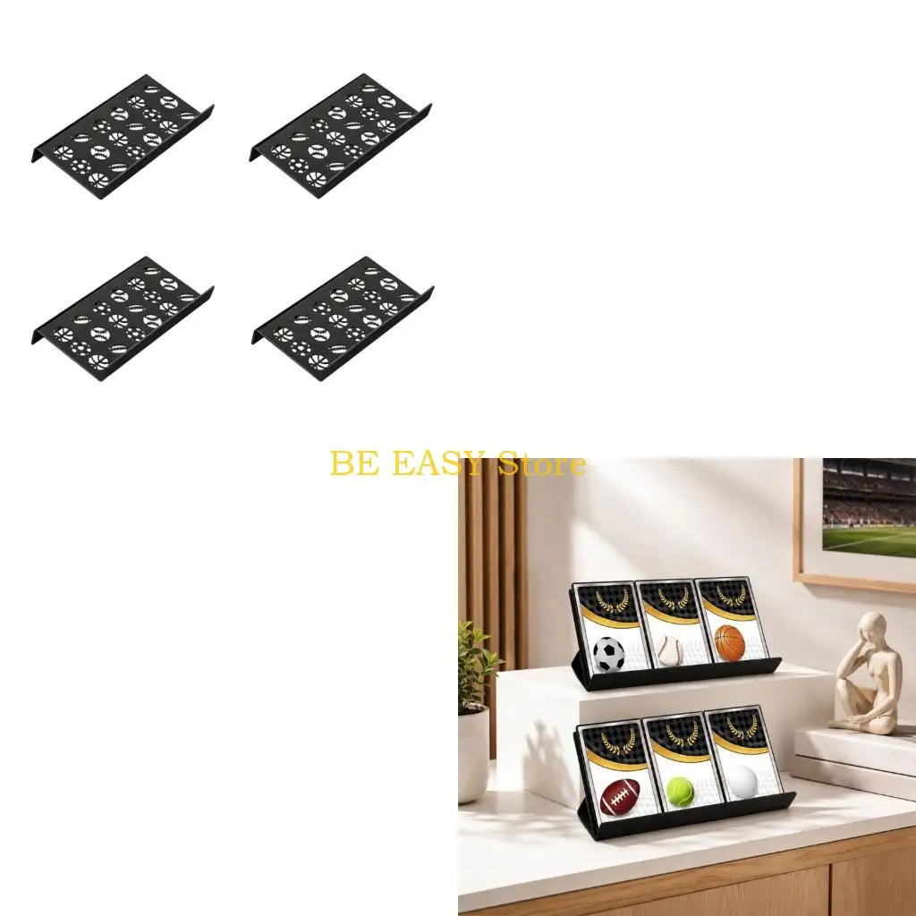 E28F Card Collection Display Stand Set of 8, Acrylic Display Racks in Black and Clear for Angled Trading Card Layouts on Desks,