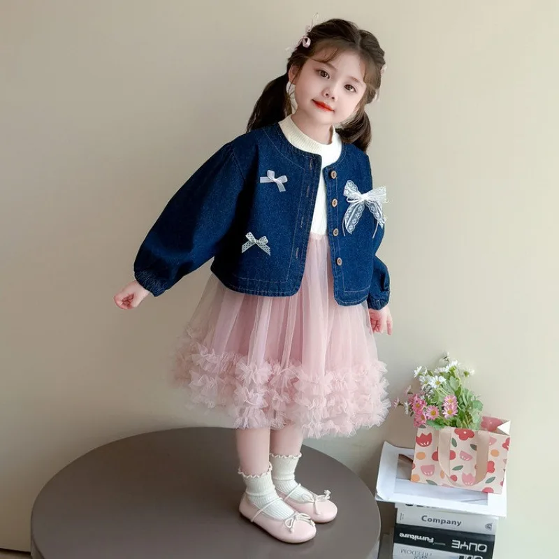 

Girls' Dress for Autumn 2026, New Style for Baby Girls, Princess Dress, Denim Jacket Spring and Autumn Clothing