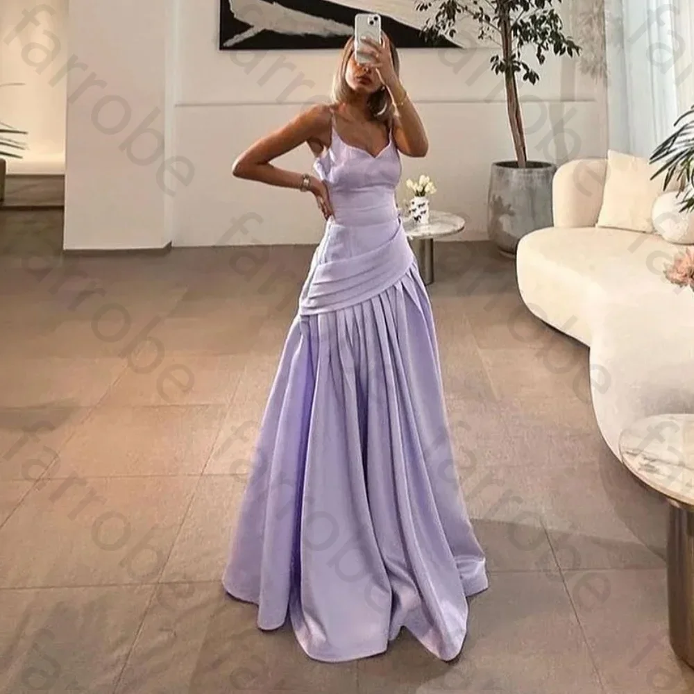 カスタマイズされたプリーツ A ラインスパゲッティストラップロングドレスホームカミングドレス絶妙な高品質パーティードレスイブニングドレス女性のための