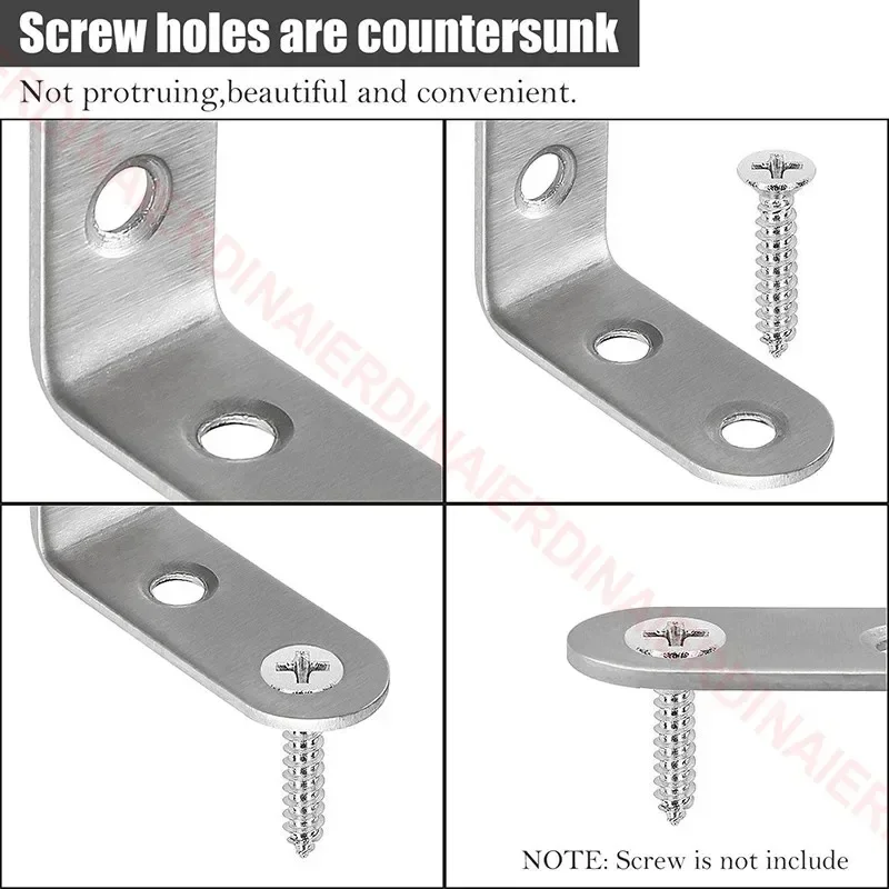 10PCS 90 Degree Angle Corner Brackets Stainless Steel Corner Brace Fastener Wall Brackets Hanger for Shelves,Table,Chair image 3