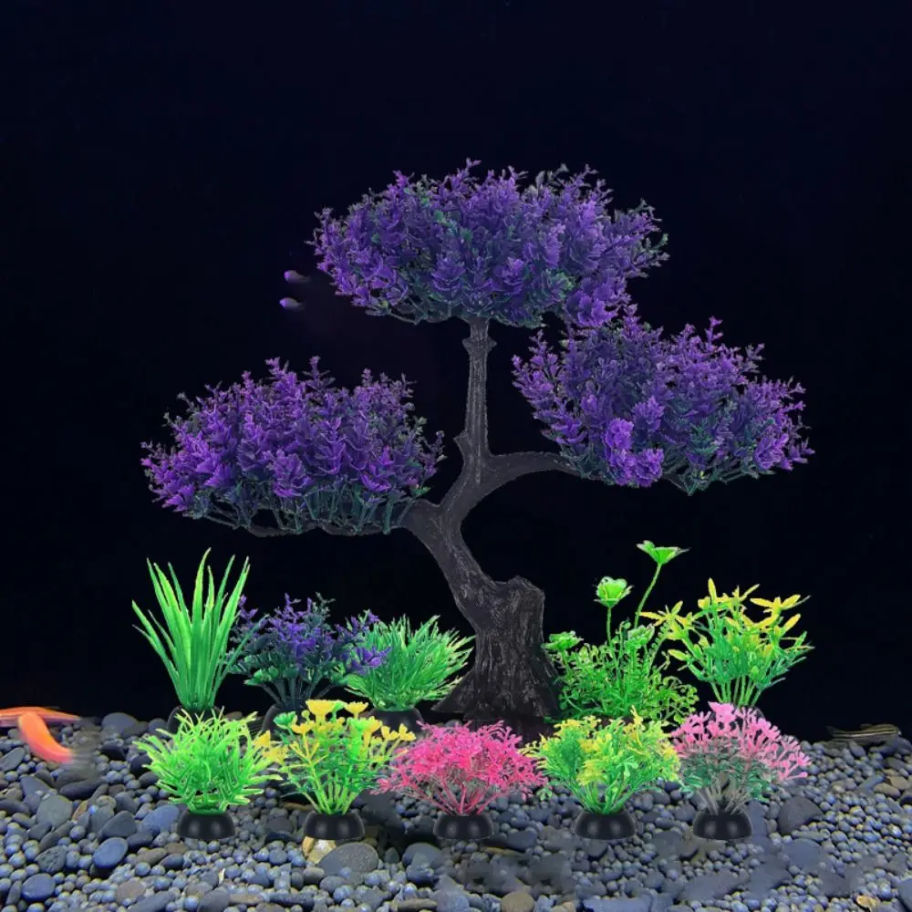 

Plastic Aquarium Artificial Plants Lifelike Undersea Cherry Blossom Tree Plants Funny Aquatic Plants Ornament