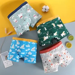4PCS/Set Children Cotton Boxers Baby Flat Angle Panties For 1-13Years Kids Underpants Shorts Teenagers Cartoon Underwear