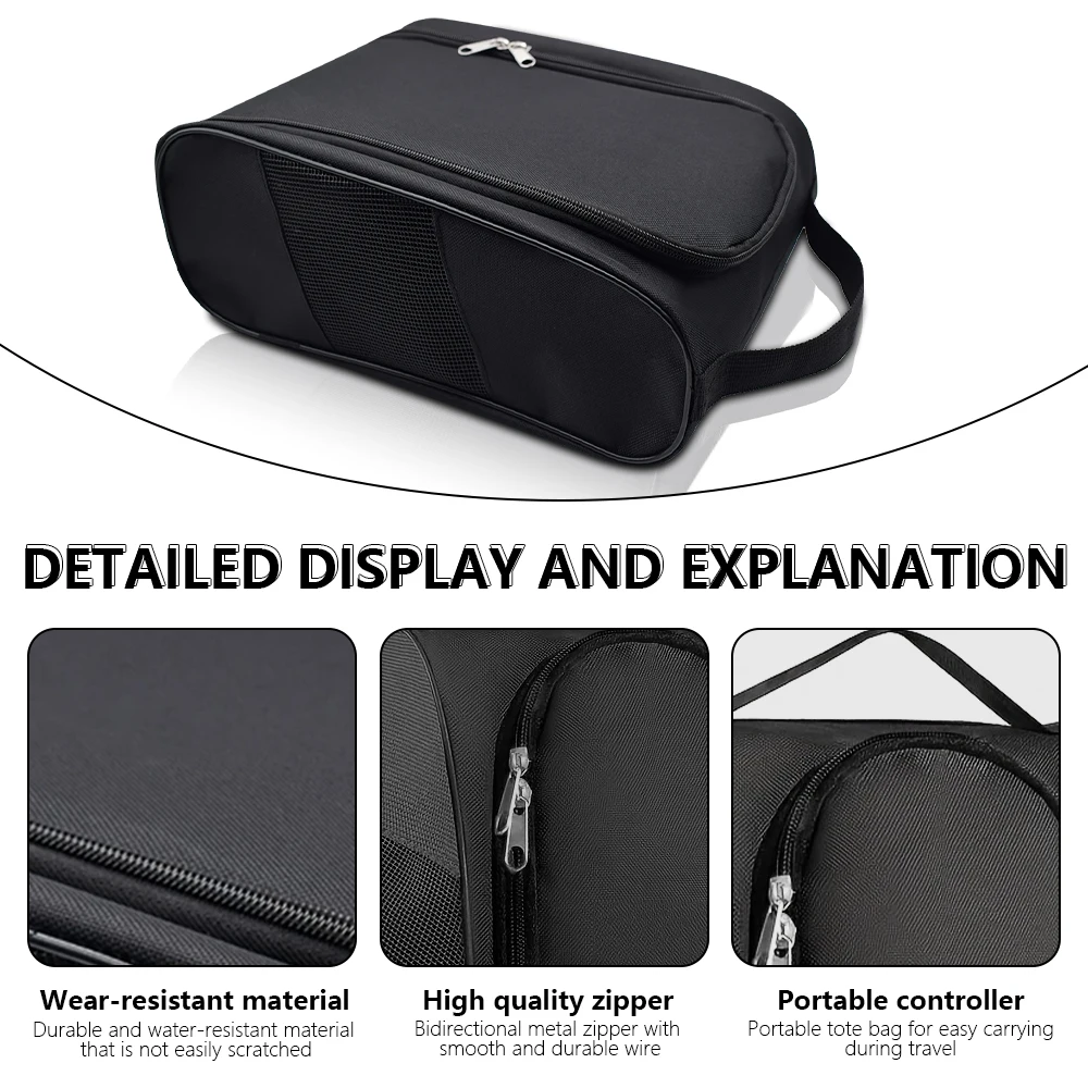 Breathable Golf Shoe Storage Bag Oxford Fabric Sports Footwear Carry Bag Portable Golf Course Shoe Tote with Mesh Side Pocket