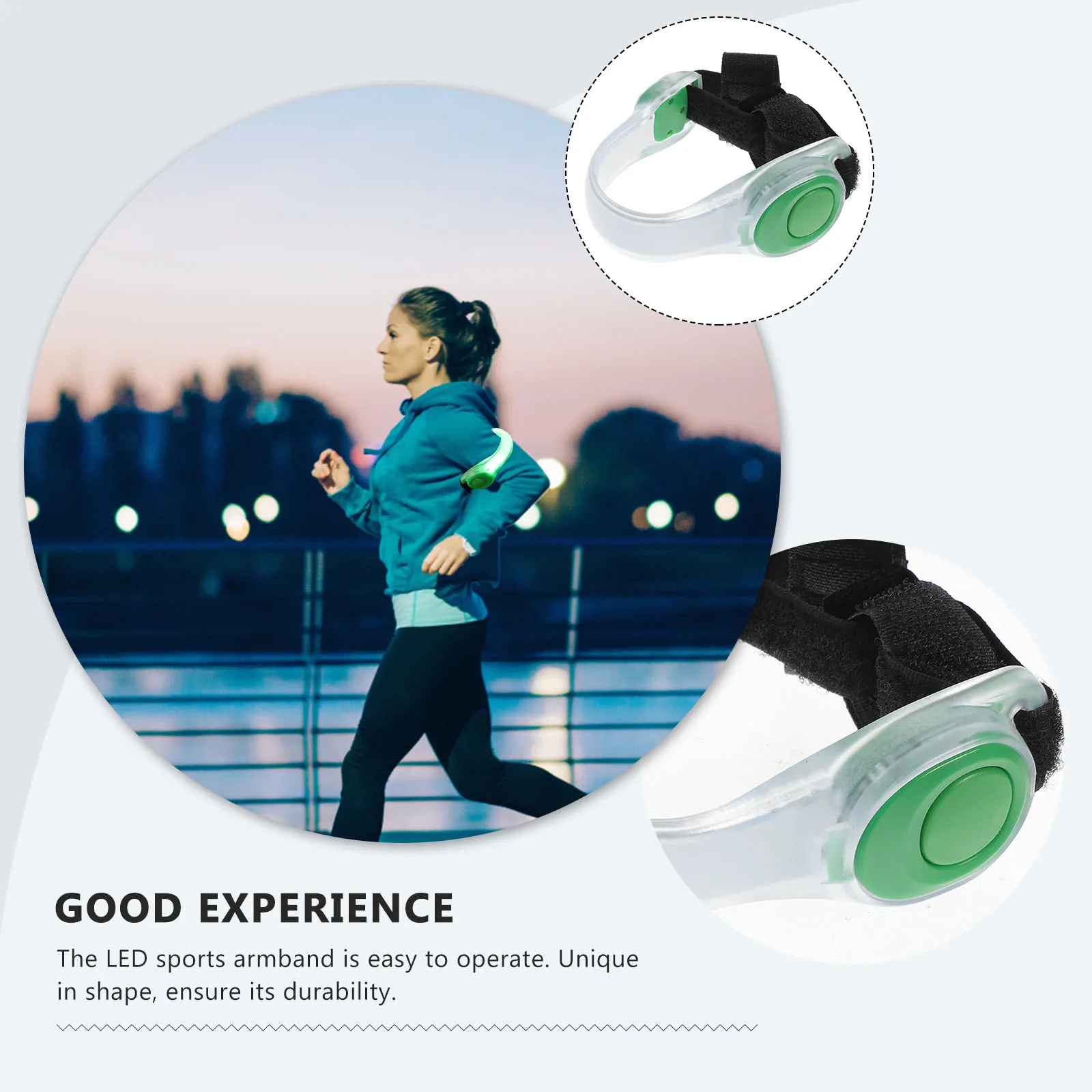 2 قطعة LED متوهجة شارات مضيئة المعصم العصابات لتشغيل الدراجات الركض السلامة ليلة الرياضة تضيء الفرقة شارات السلامة #5