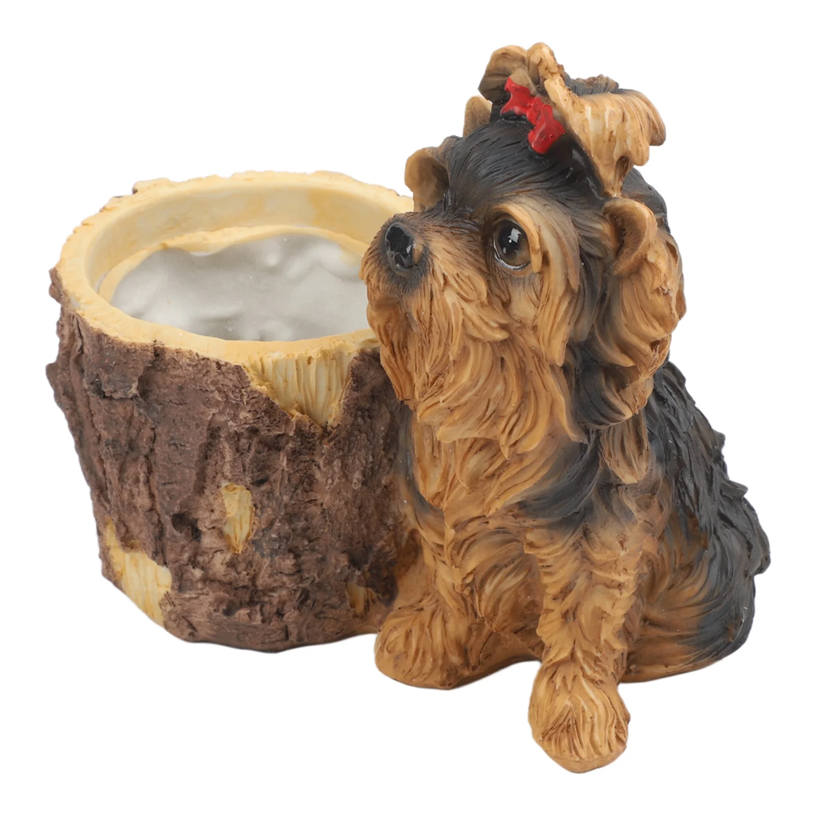 Balcony Decor Patio Decor Brown black Yorkie Flowerpot Animal for sculpture Garden Decor Realistic Sculpted Texture