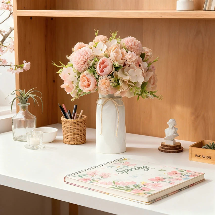 

4Pcs Artificial Flowers Silk Hydrangea Festival Home Room Decor Yard Garden Wedding Wreath Bridal Table Outdoor Yard Fake Peony