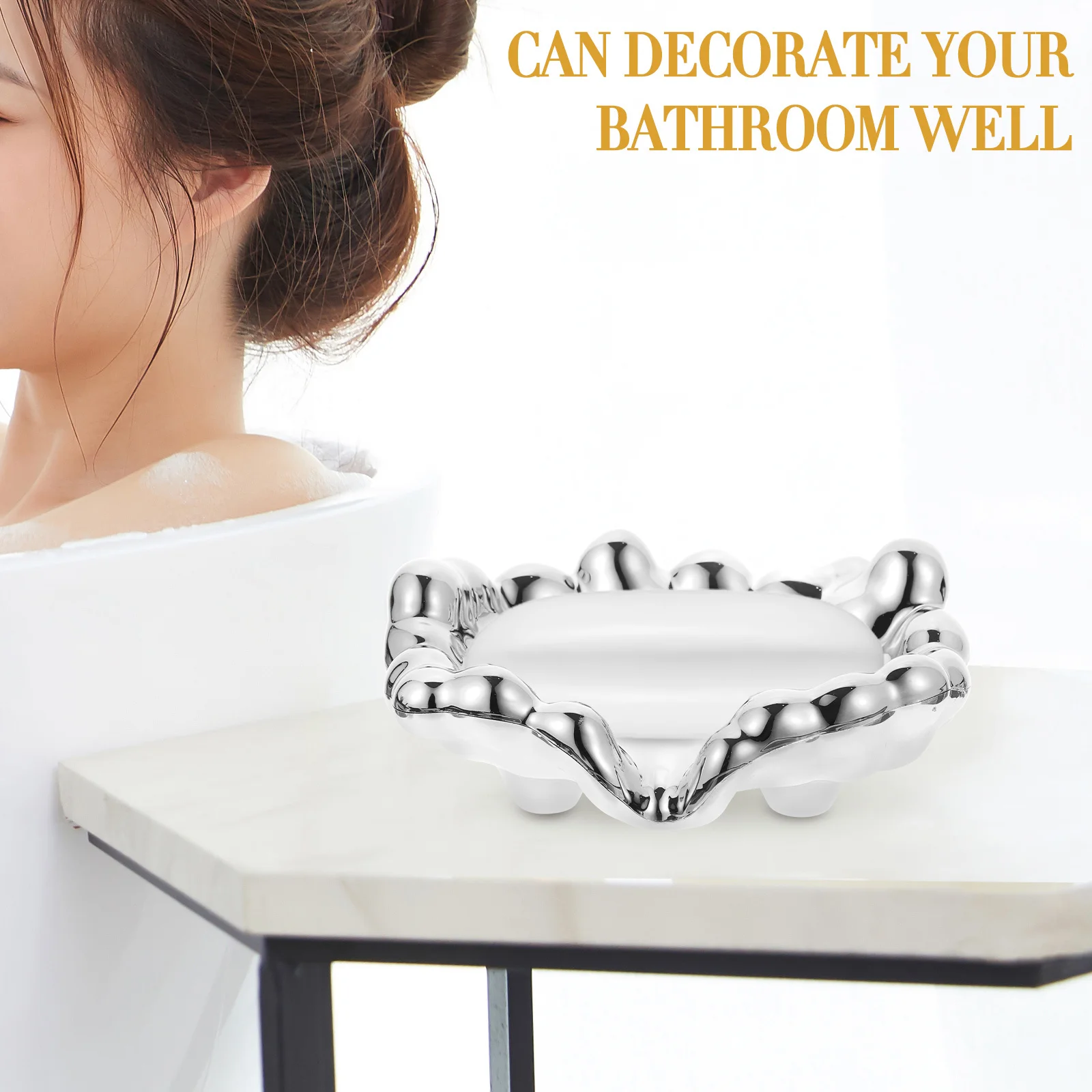 

Electroplated Cloud Soap Dish ABS Self Draining Soap Holder for Bathroom Kitchen Sink Shower Tray Creative Design