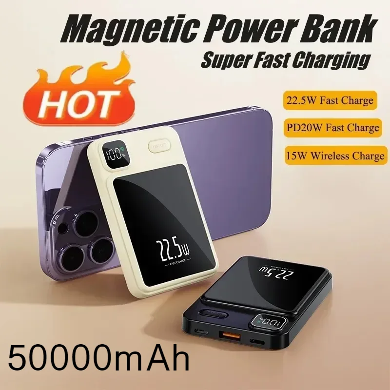 Xiaomi 50000mAh Wireless Magnetic Power Bank Portable Fast Charging External Battery for Magsafe Android iPhone 13 14 15 Samsung