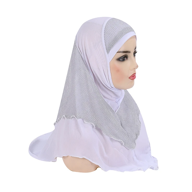 H076 Teenage girls medium size 65*60cm pray hijab muslim hijab scarf islamic headscarf hat amira pull on headwrap