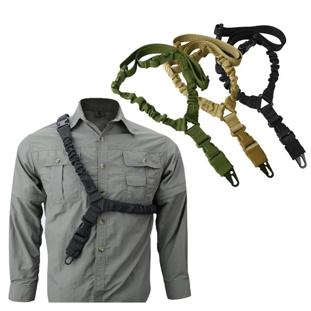 Outdoor Single Point Gun Sling Nylon Shoulder Strap Safety Rifle Rope Belt With Metal Buckle Tactical Gear Hook Rope String Belt