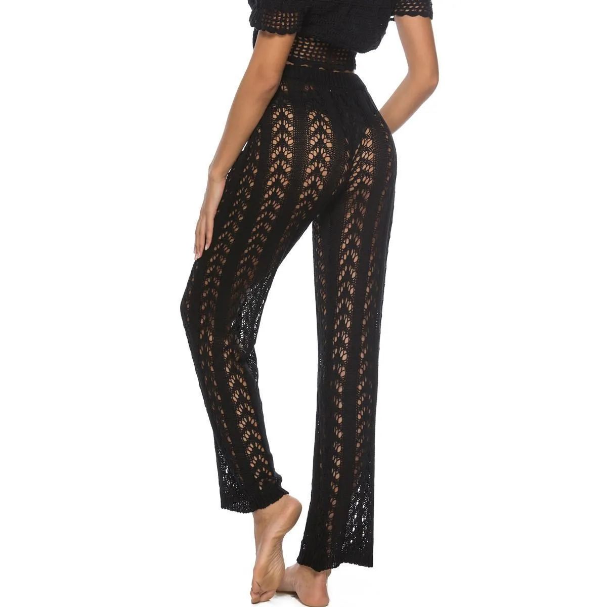 فضفاض الجوف خارج بناطيل الشواطئ اليد مدمن مخدرات واسعة الساق عطلة Sle ملابس السباحة النسائية عارضة Fitn المشجعين الإمدادات