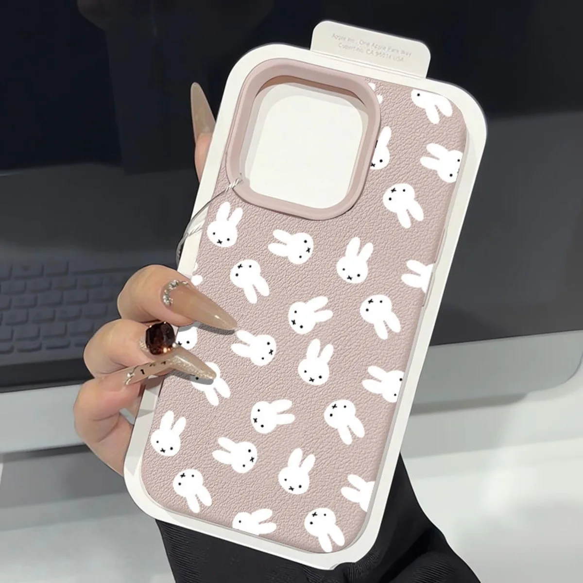 Kawaii Miffy Rabbit Phone Case Fills The Screen 16PROMAX Phone Case /15 Soft Case 14 Lychee Pattern 13 Niche 12/X