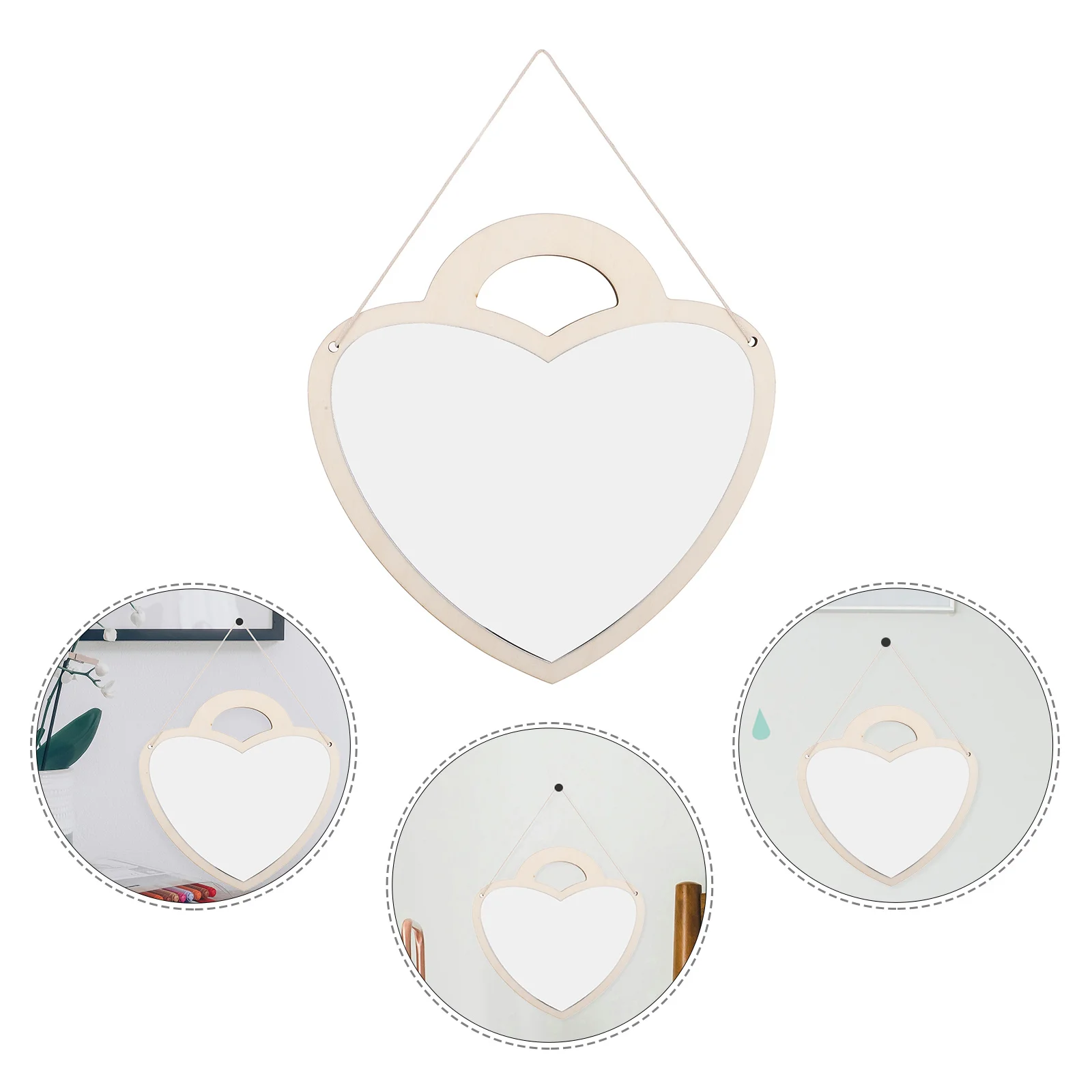 

Heart Lock Acrylic Mirror Wall Mounted Vanity Mirror for Room Nursery Smooth Finish Hand Polished Hand Mirrors