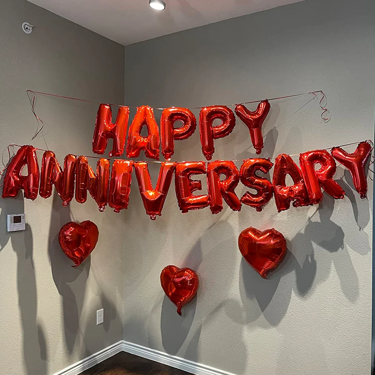 18 Stück Happy Anniversary dekorative Ballonbanner, für Valentinstag, Jahrestag, romantische Heimdekoration – Detail 2