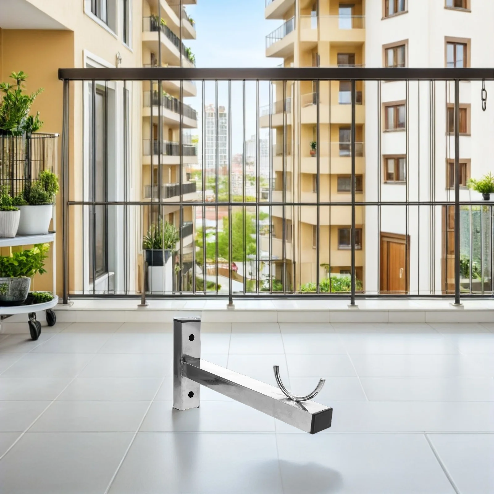 iplusmile Wall Mount Clothes Rod Bracket Stainless Steel Side Support Holder Silver Stability Base Hanging Rack