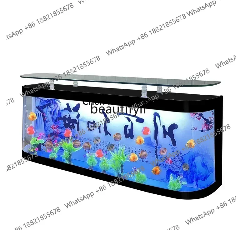 New European-Style Fish Tank TVCabinet Living Room Home Wall Light Luxury Ecological Medium and Large Integrated Tea Table Floor