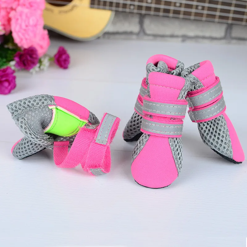 Double Strap Soft Dog Shoes, Reflective Breathable Mesh Dog 