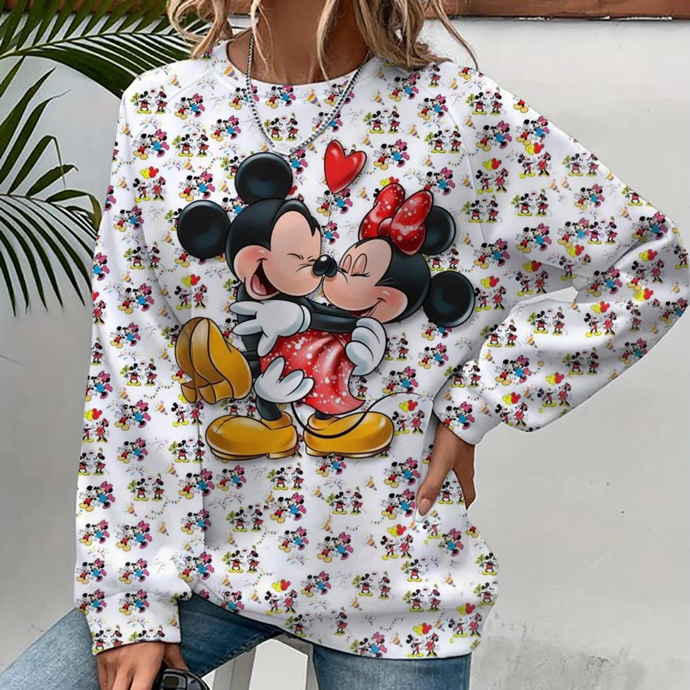 Mickey Mouse Cartoon Anime Women\'s Hoodie Spring and Autumn Edition Women\'s Round Neck Hoodie 2024 New Casual Couple Sportswear