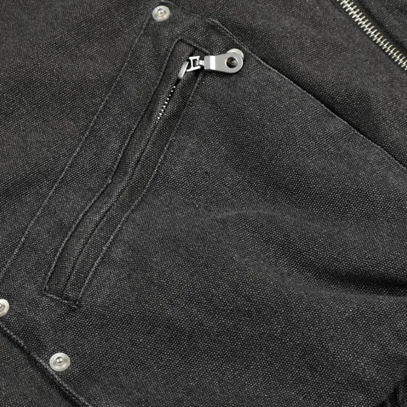 سترة رجالية عصرية متعددة الاستخدامات فضفاضة بجيب كبير وسحاب وتصميم سميك من القطن معطف فاسق بياقة نصف ارتفاع وسترة عمل #6