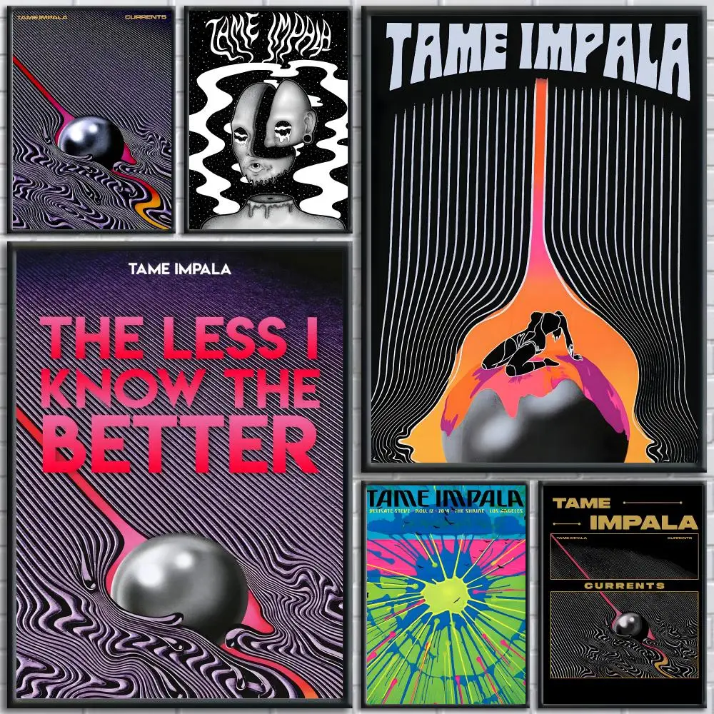 Band T-tame Impala Painting Calligraphy Wall Art Canvas Poster Premium Home Decor Print for Living Room Bedroom