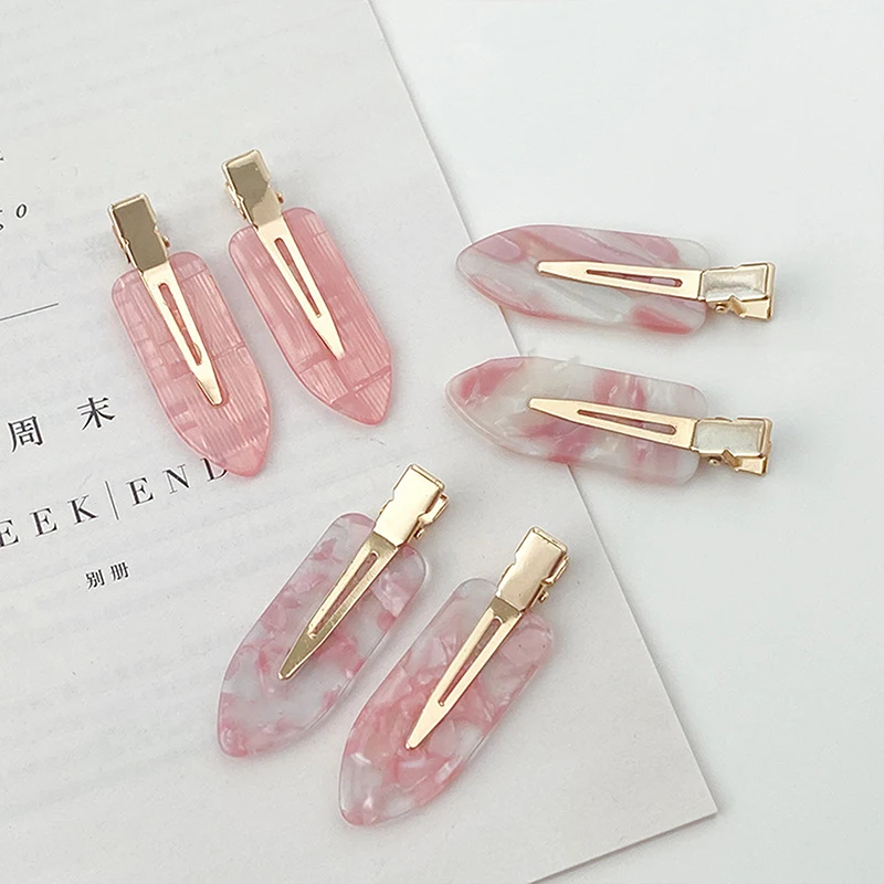 2PCS Korean Style Hair Styling Tool Simple Pink Seamless Hair Clip For Women Sweet Fresh Bangs Clip Duckbill Clips Hairpins