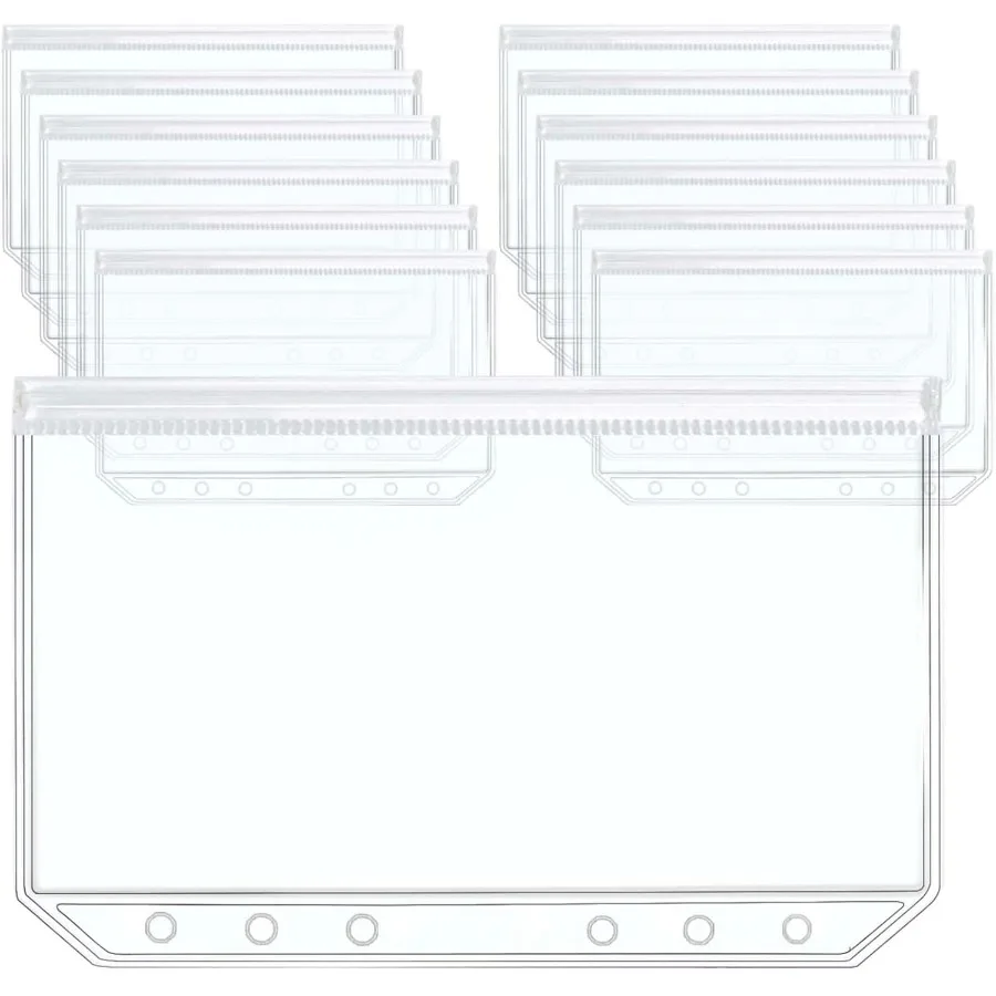 12 قطعة A5 جيوب الموثق واضح زيبلوك جيب 6 ثقوب شفافة الموثق الحقائب الأكمام شقة ختم سستة حقيبة التخزين صفحة Pr #1