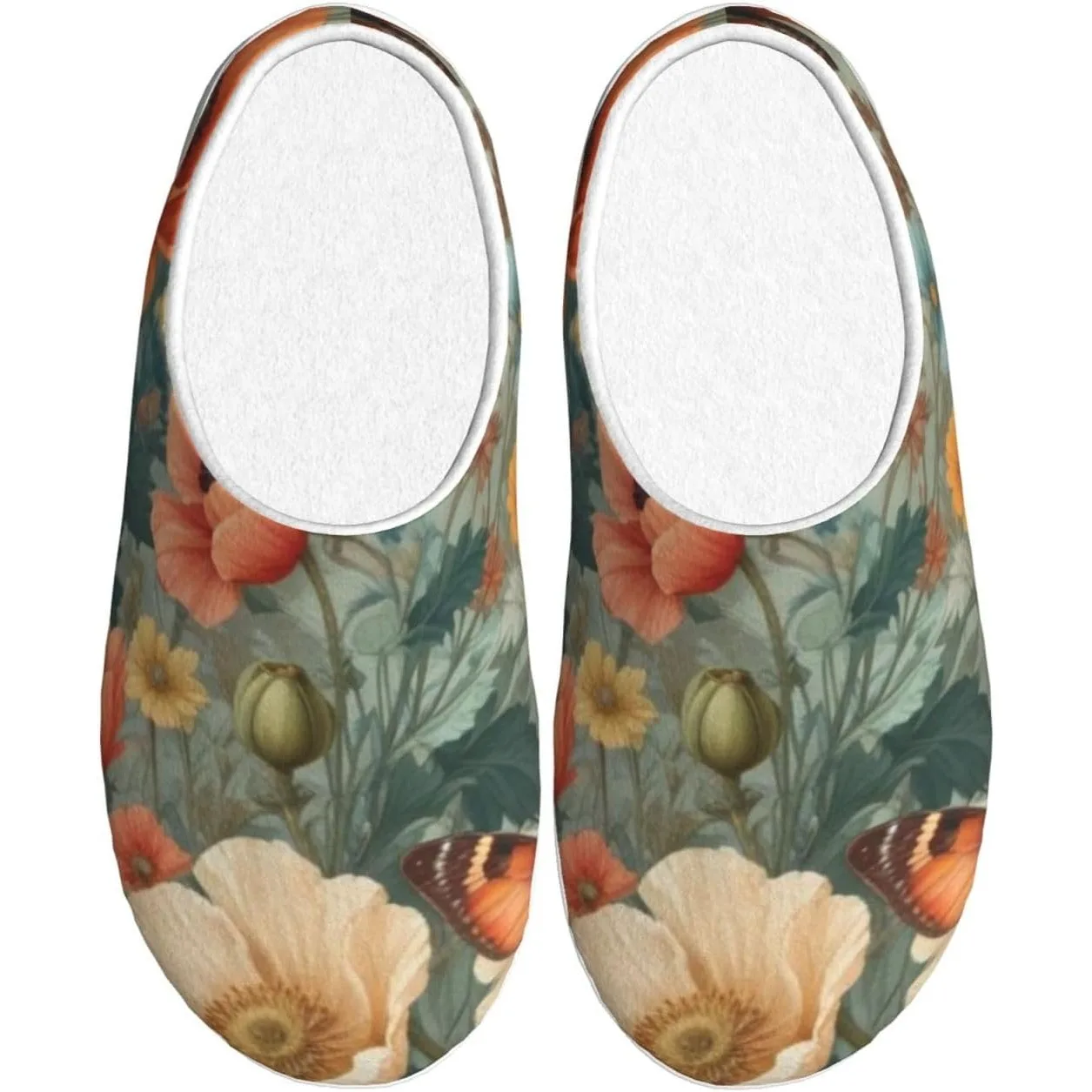 

Floral Butterfly Women’s Cozy Slippers Soft Cotton Indoor & Outdoor House Slippers With Anti-Slip Sole