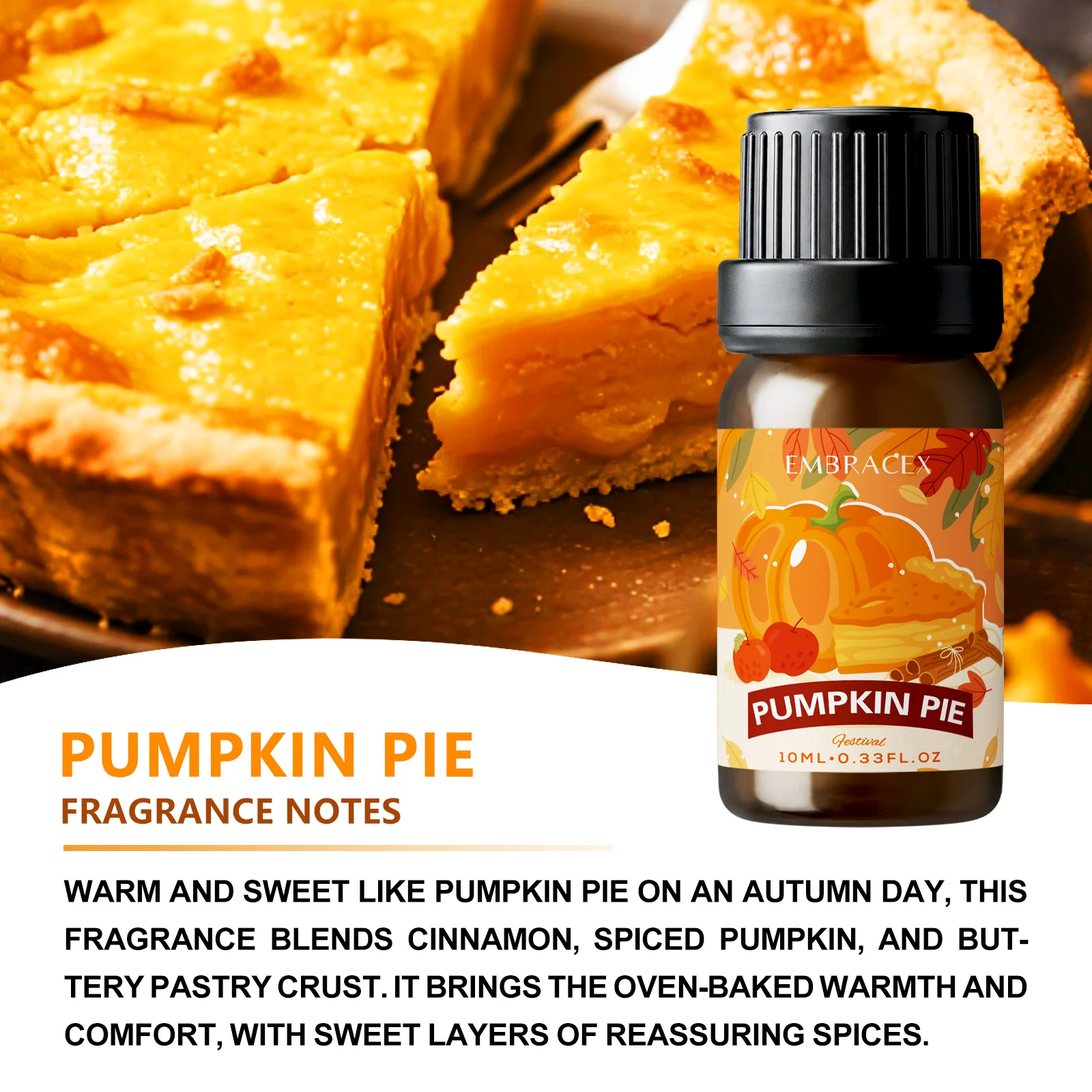 10ml Pumpkin Pie Fragrance Oils Refreshing Car Air Freshener For Aroma Diffusers Oil