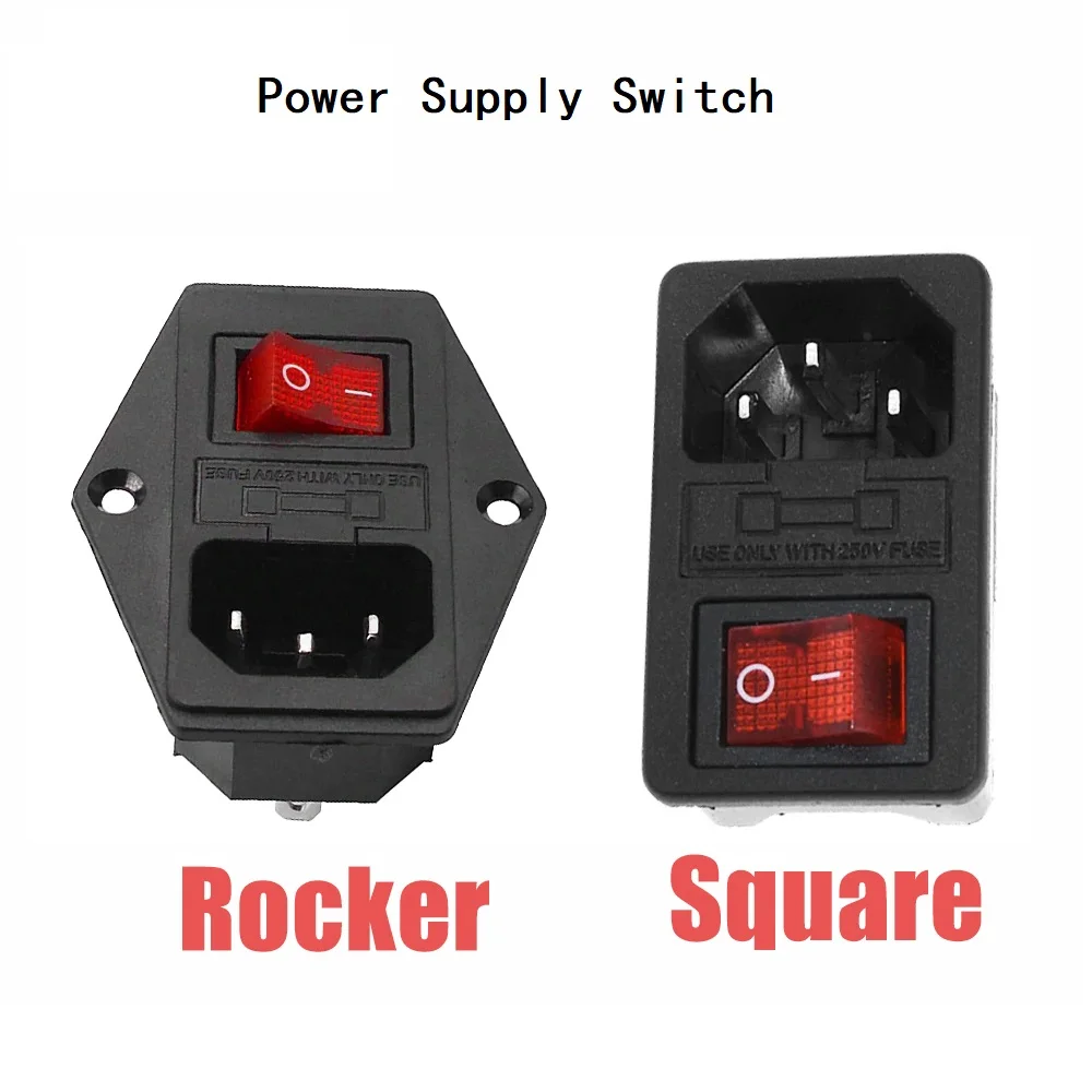 

3D Printer Parts 220V/110V 6A Power Switch Power Outlet With Red Triple Rocker Switch Fused Module Plug For 3d Printer