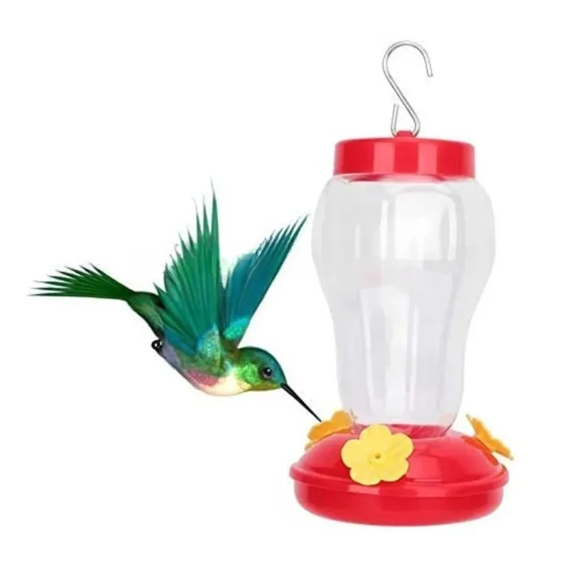 Wide Mouth Hummingbird Feeder Leak-Proof Plastic Nectar Bird Feeder with Flower Ports for Outdoor Garden Patio Yard