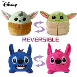 Disney Baby Yoda Stitch Plush Toy Cartoon Double-sided Flip Reversible Stuffed Figure Doll Kawaii Cute Toys Kids Gift