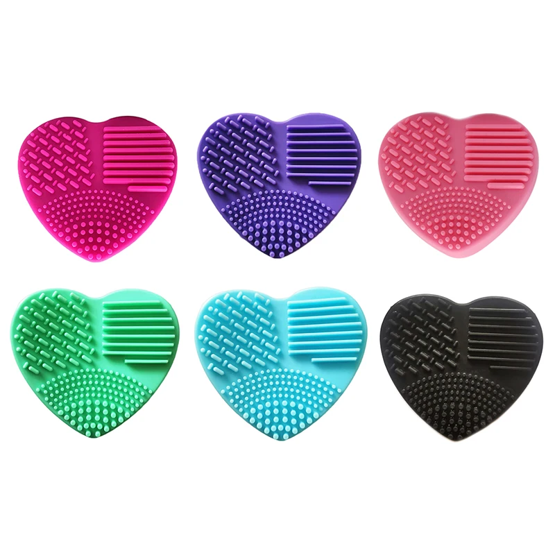 Travel Portable Heart Shaped Makeup Foundation Brush Handheld Cleaner Silicone Cleaning Mat Cosmetic Tool Dormitory Home Gift