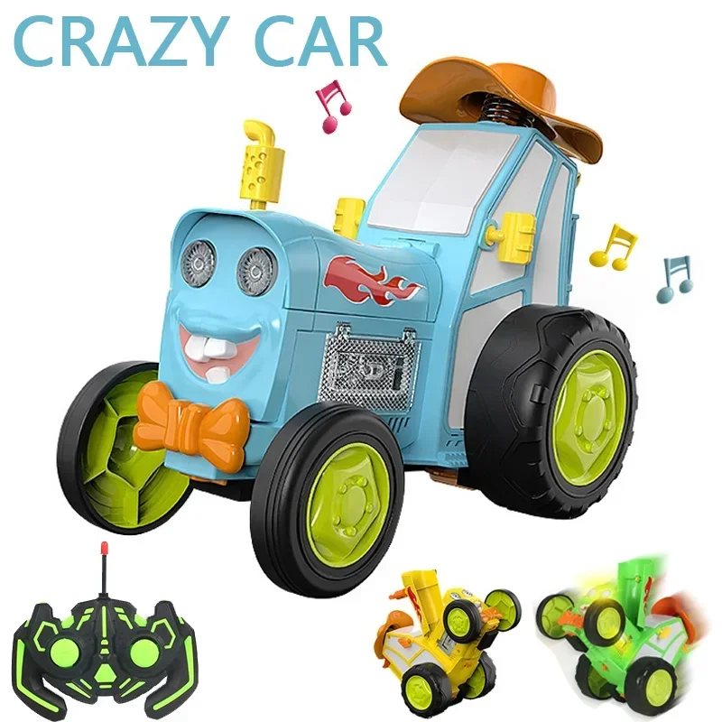 Kids Crazy Jumping Stunt Remote Control Car Electric Wireless Toy with LED Lights Music Dance Swing Fun Cool Toy for Children