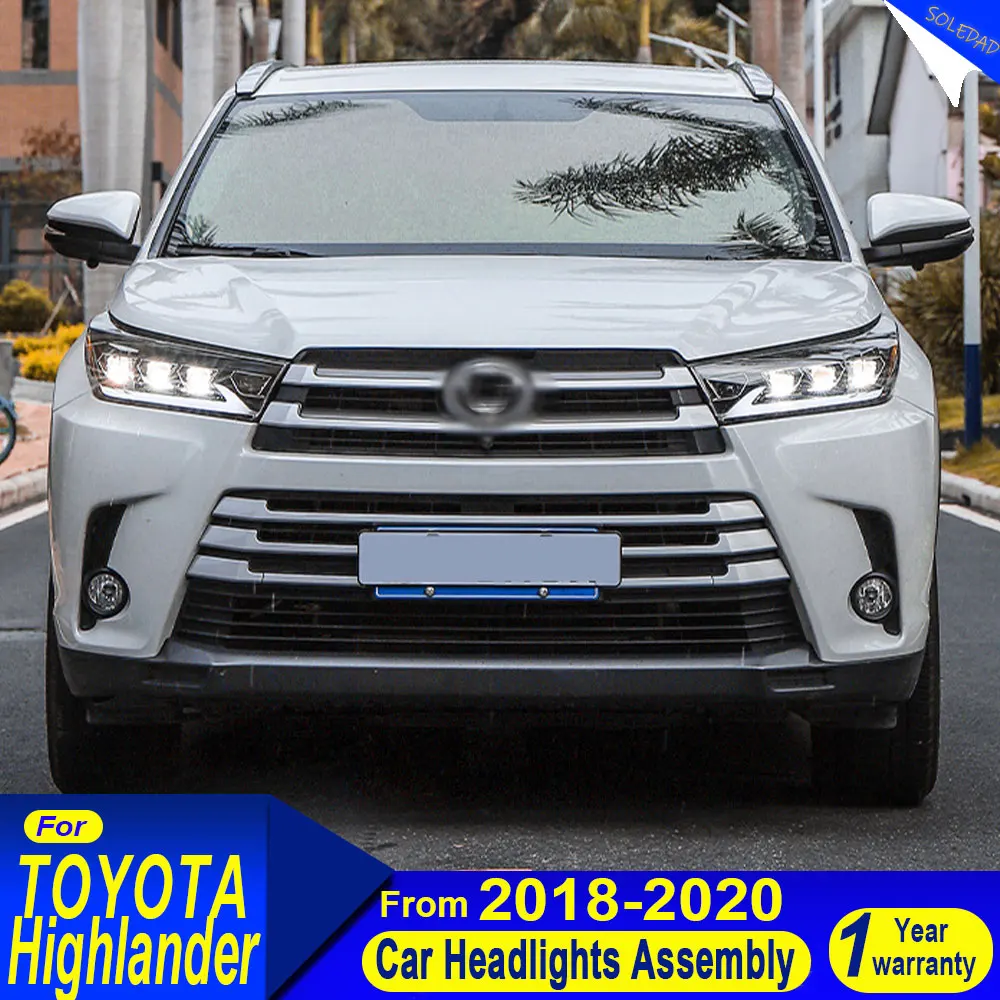 Car Lights For Toyota Highlander 2018 2019 2020 2021 Highlight LED Headlight Front Projector 4 Lens Turn Signal Lamp Accessories