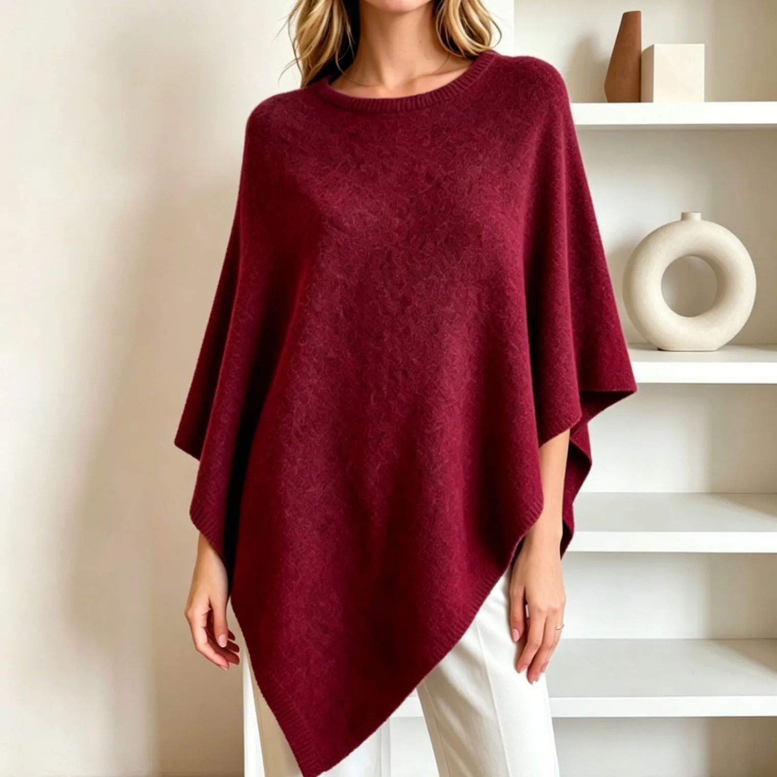 Oversized Thick Knitted Cape Shawl Elegant Fashion Outerwear Wrap Cardigan