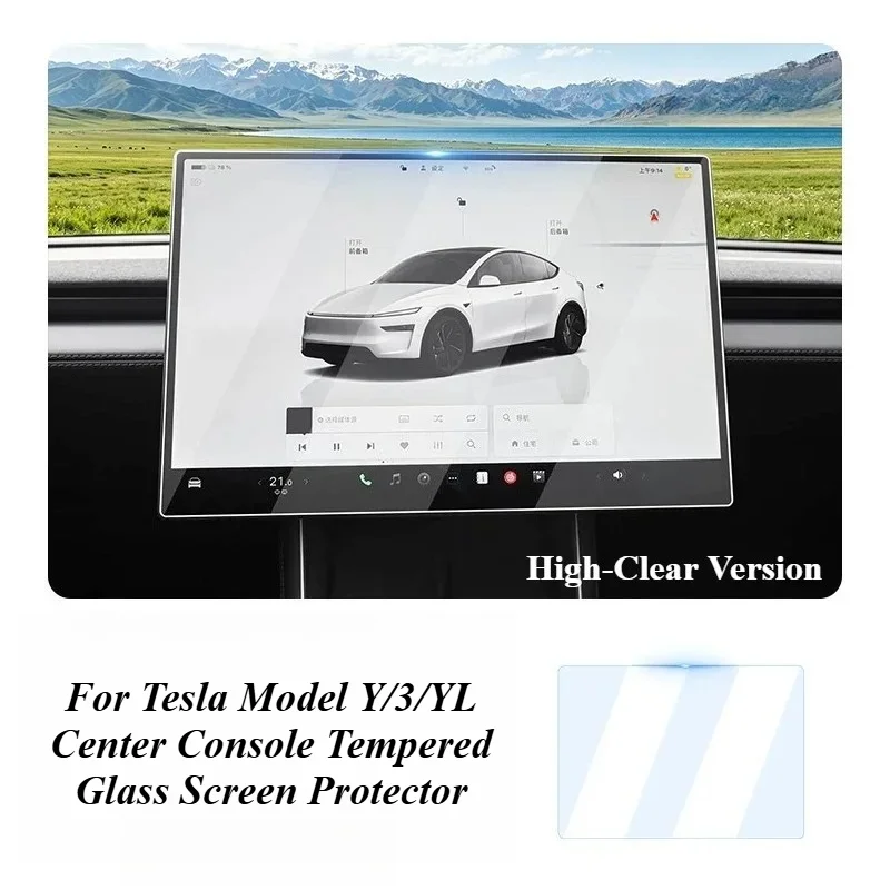 Tempered Glass Screen Protector & Silicone Cover for 2019-2025 Tesla Model Y/3/YL Center Console Interior Trim