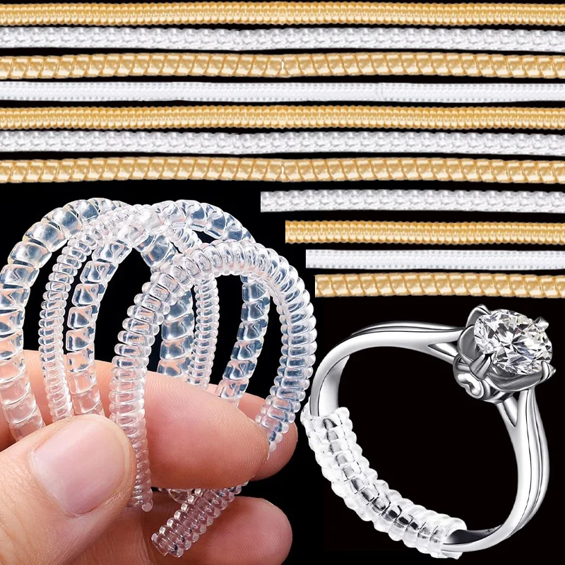 新しい目に見えない透明リングサイズリデューサースパイラルスプリングベースリング調整可能な締め付けネジ調整ジュエリーツールアクセサリー