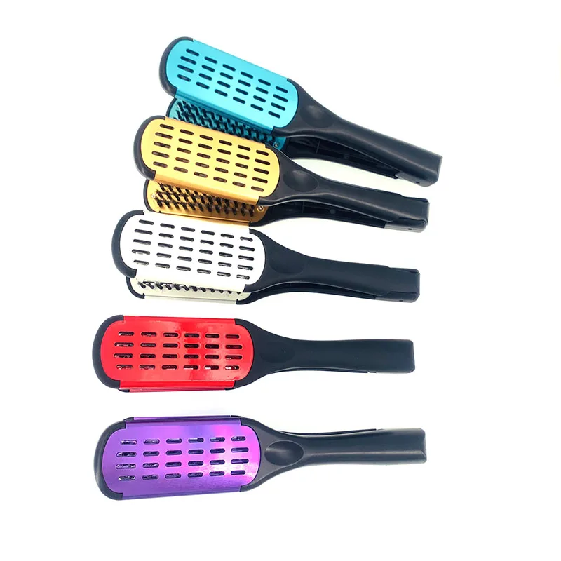 

Hair Straightener Nylon Straight Hair Double Brush V-Shaped Comb Clip, Hair-Friendly Styling Tool for DIY Home Use
