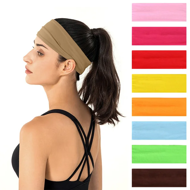 1PC Kobiety Mężczyźni Solidna opaska do biegania pochłaniająca pot Opaska na głowę Fitness Run Joga Bandany Codzienny makijaż Opaski na głowę Akcesoria do włosów