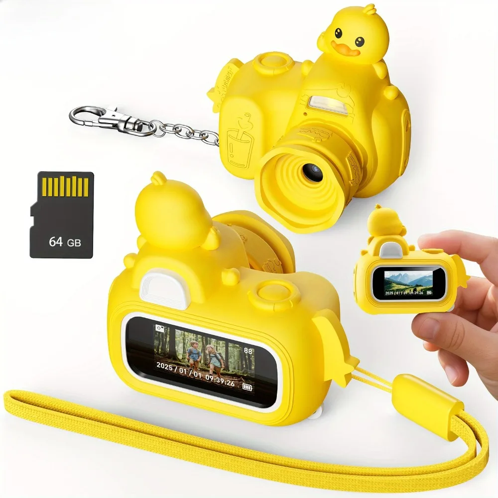 Mini cámara linda para niños, cámara pequeña retro portátil compacta, viene para viajes, aprendizaje, disparar, grabar regalos para niños