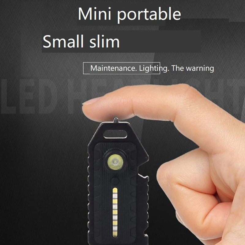 1 قطعة USB C قابلة للشحن وامض السلامة الجدة الإضاءة المفاتيح مصباح يدوي تحذير ضوء D