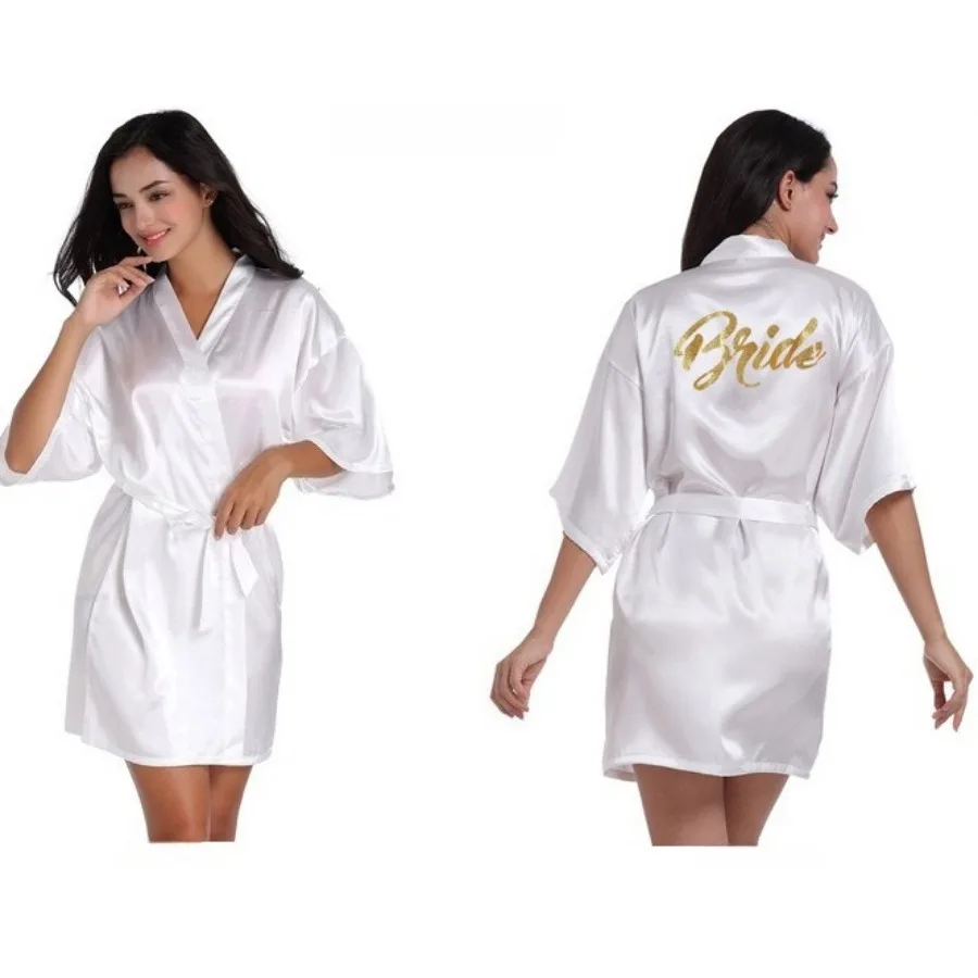 

Bride Bridesmaid Wedding Robe Kimono Bathrobe Gown Nightgown Casual Satin Short Women Sexy Nightwear Sleepwear Homesuit