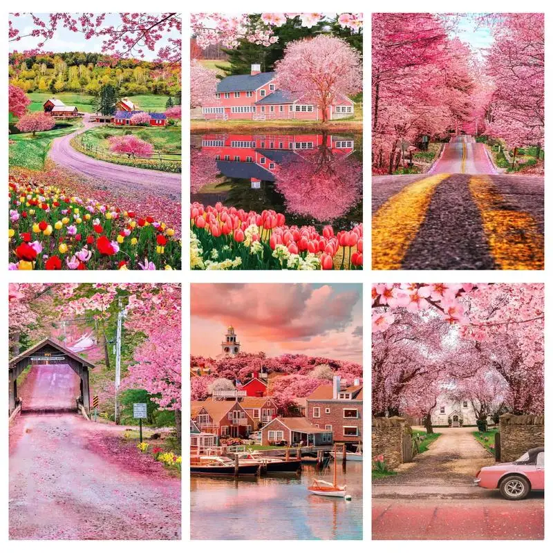 

5D DIY Diamond Painting Kit, Flower Scenery, Full Diamond Embroidery, Landscape, Living Room, Bedroom, Home Art Decor