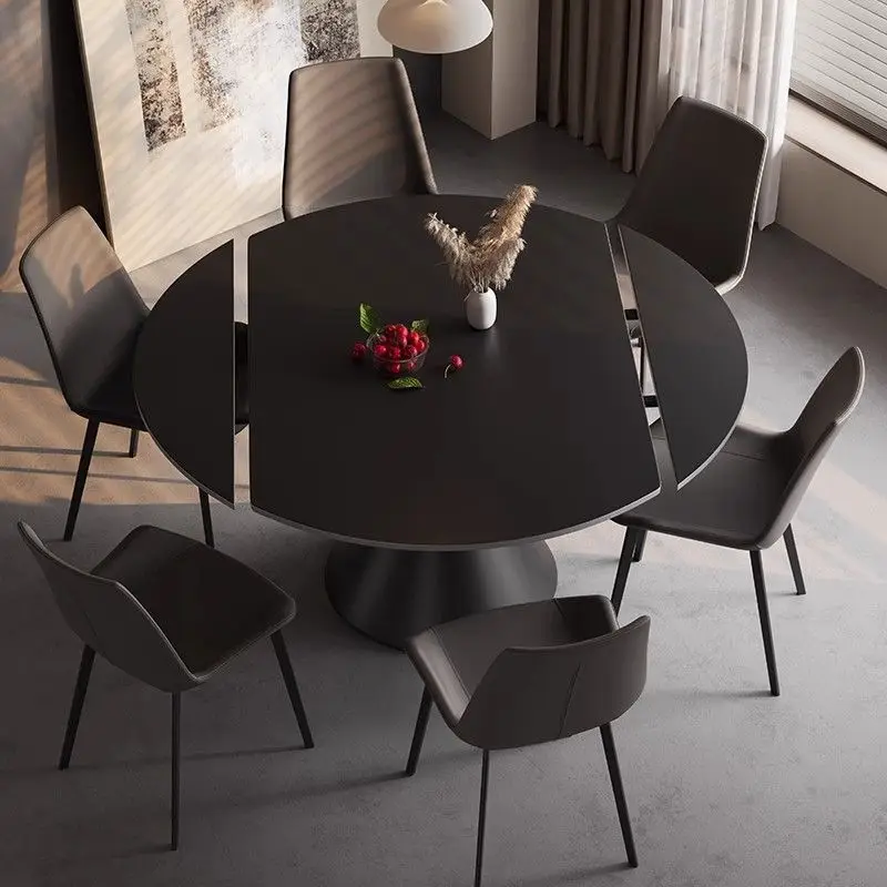 Rotating and retractable square and round dual-purpose modern simple household small apartment dining table, chairs